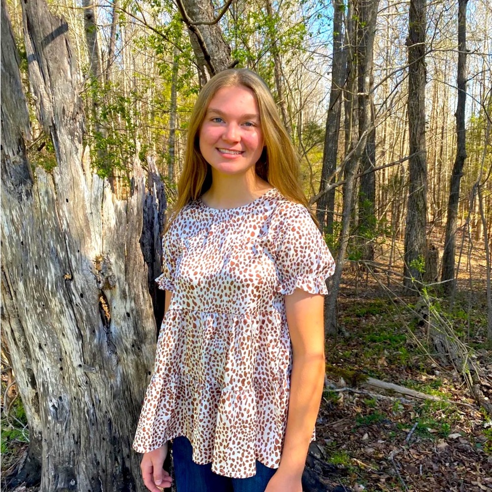 Cheetah Babydoll Top NWT